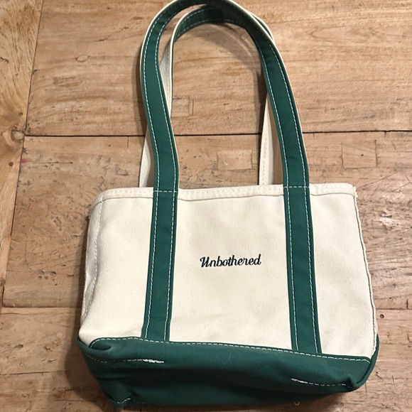 L.L. Bean Handbags - L.L. Bean Small Boat and Tote Zip Top – Green Trim “Unbothered” | Made in USA